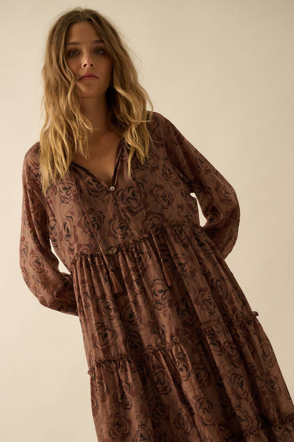 Mojave Floral Tiered Midi Dress