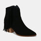 Marta Suede Fringe Ankle Boots - Black