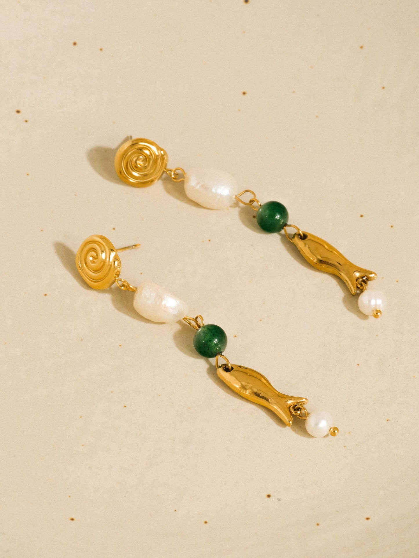 Palermo 18K Gold Non-Tarnish Freshwater Pearl Fish Earrings