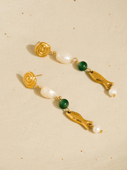 Palermo 18K Gold Non-Tarnish Freshwater Pearl Fish Earrings
