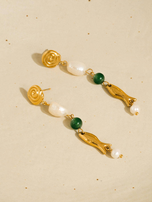 Palermo 18K Gold Non-Tarnish Freshwater Pearl Fish Earrings