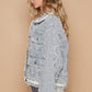 Camden Star Textured Raw Hem Denim Jacket