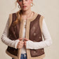 Nelson Embroidered Faux Suede Shearling Vest