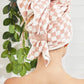 Extra Large Quick-Dry Hair Towel Wrap - Terracotta Checker